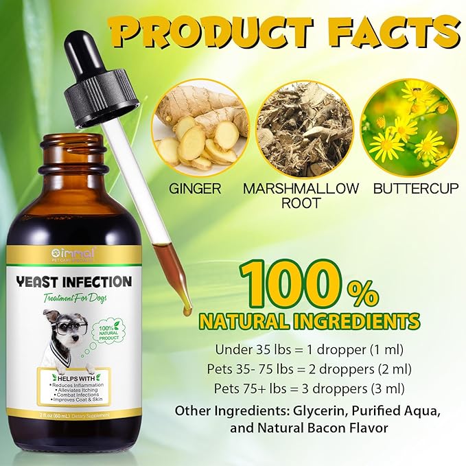 Yeast Infection Treatment for Dogs, Natural Dog Pets Herbal Supplement, Supports Dog Healthy Itch Relief, Ear Infection Treatment, Dogs Allergy Relief, Inflammation Relief