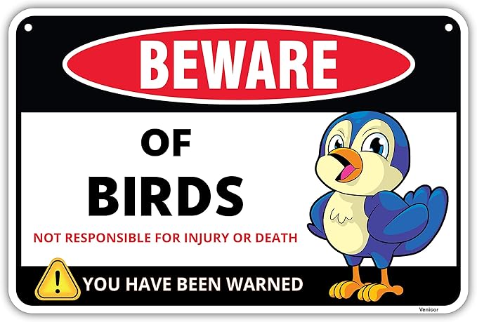 Venicor Bird Sign Decor - 8 x 12 Inches - Aluminum - Bird Gifts for Bird Lovers Women Owners - Bird Decorations for the Home Accessories Wall Art Stuff