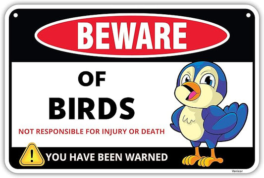 Venicor Bird Sign Decor - 8 x 12 Inches - Aluminum - Bird Gifts for Bird Lovers Women Owners - Bird Decorations for the Home Accessories Wall Art Stuff