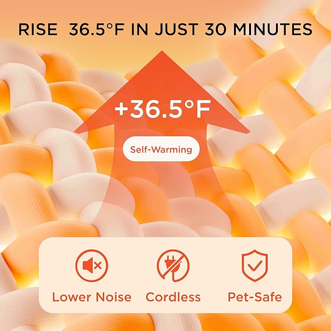 Bedsure Self Warming Dog Bed for Medium Dogs - Comfy Cat Beds with Removable Washable Cover, Orthopedic Egg Crate Foam Pet Mat, Suitable for Pet Up to 30 lbs (Non Electric)