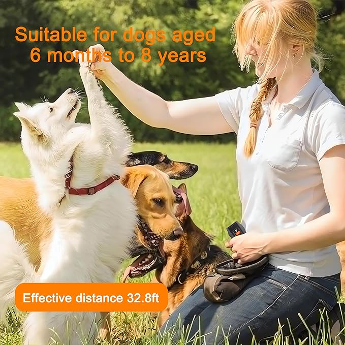 Dog Bark Deterrent Devices,Rechargeable Anti Barking Device Up to 32.8ft Effective Control Range Stops Bad Behavior Dog,Safe for Human & Dogs,Better than Shock Collars or Dog Training Collars,Black