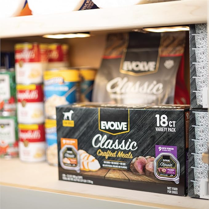 Evolve Classic Crafted Meals Variety Pack Turkey Recipe & with Venison Wet Dog Food | 3.5 oz - 18 pack