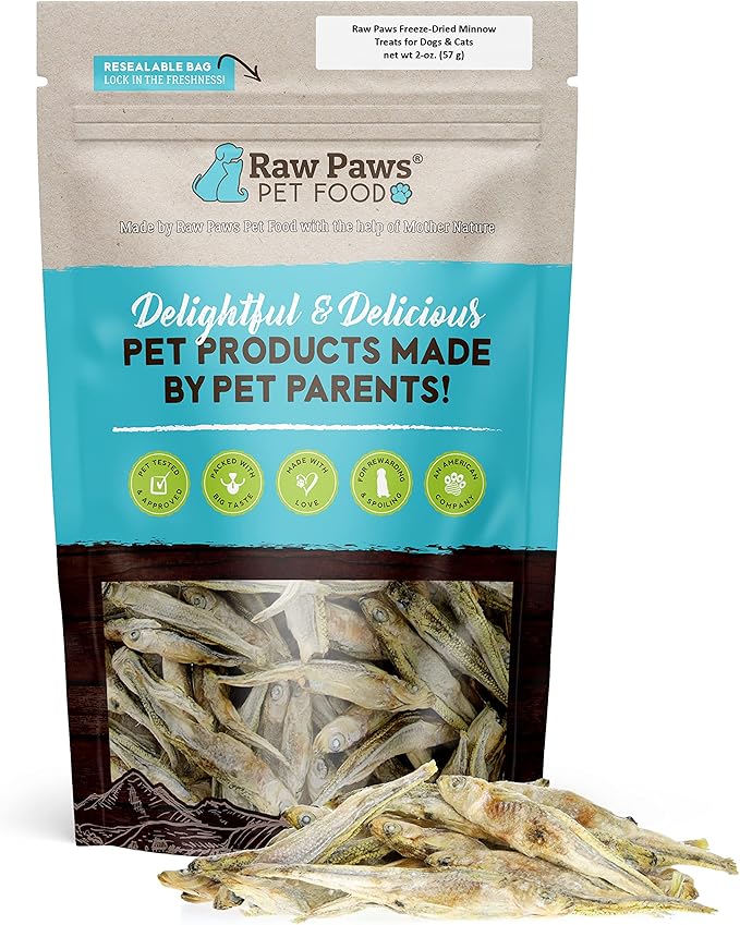 Raw Paws Smelt Freeze Dried Minnows for Cats & Dogs, 2-oz - Made in USA - Freeze Dried Fish for Cats - Single Ingredient Fish Dog Treats - Minnows Dog Treats