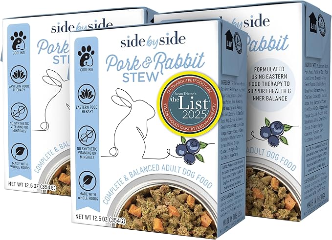 Side by Side Pork & Rabbit Stew, Cooling Dog Food for All Breeds, Made of Whole Foods, Every Ingredient Has a Purpose, No Artificial Additives, Fillers, or Gums, Ready to Serve, 12.5 oz, 3 Pack