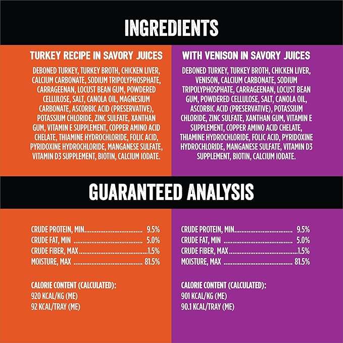 Evolve Classic Crafted Meals Variety Pack Turkey Recipe & with Venison Wet Dog Food | 3.5 oz - 18 pack