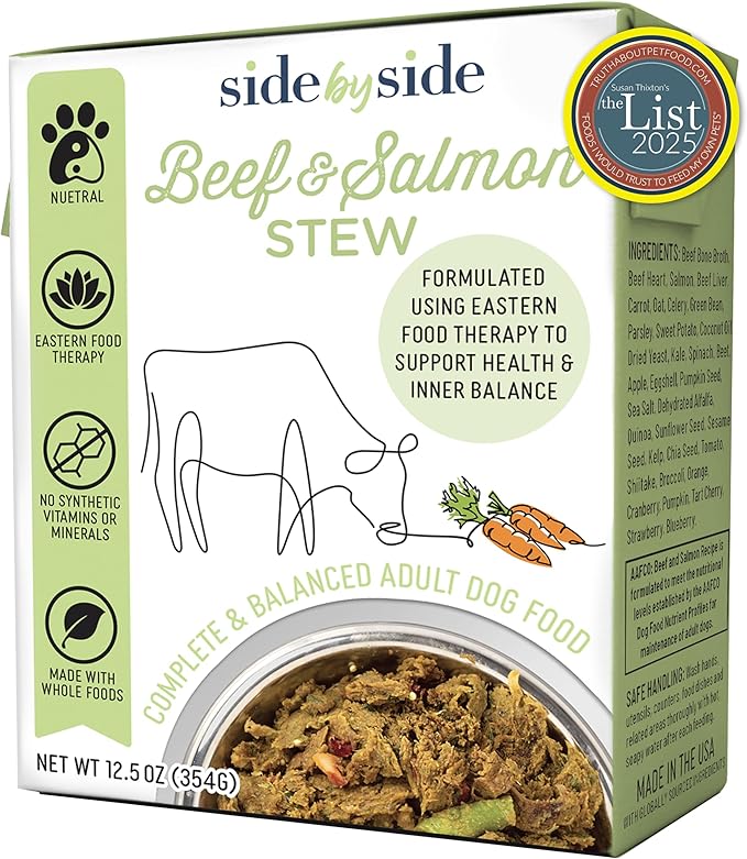 Side by Side Chicken & Lamb/Beef & Salmon Stew, Dog Food for All Breeds, Made of Whole Foods, Every Ingredient Has a Purpose, No Artificial Additives, Fillers, or Gums, Ready to Serve, 12.5 oz, 4 Pack