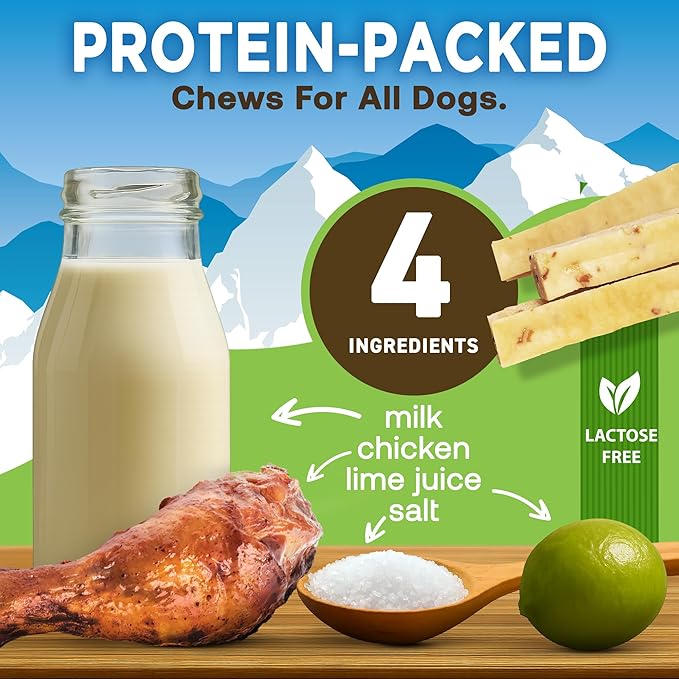 EcoKind Premium Gold Yak Cheese Himalayan Dog Chews, Healthy Dog Treats for Small Dogs, All Natural, High Protein Dog Chew, Chicken, Small - 8 Chews