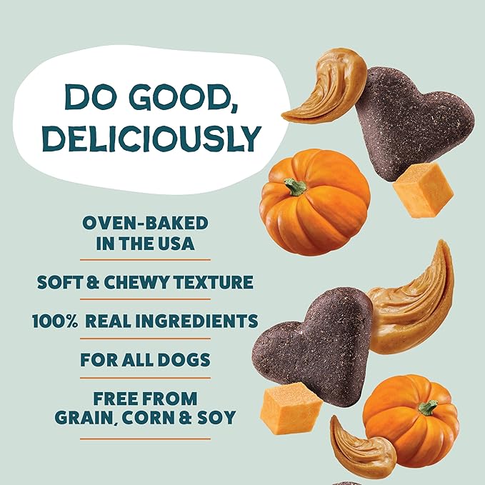 Shameless Pets Soft-Baked Dog Treats, Pumpkin Nut Partay - Natural & Healthy Dog Chews for Digestive Support with Fiber - Made in USA, Free from Grain, Corn & Soy - 1-Pack
