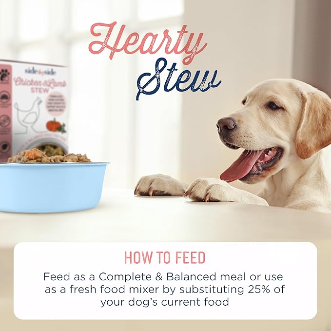 Side by Side Chicken & Lamb Stew, Warming Dog Food for All Breeds, Made of Whole Foods, Every Ingredient Has a Purpose, No Artificial Additives, Fillers, or Gums, Ready to Serve, 12.5 oz, Case of 12