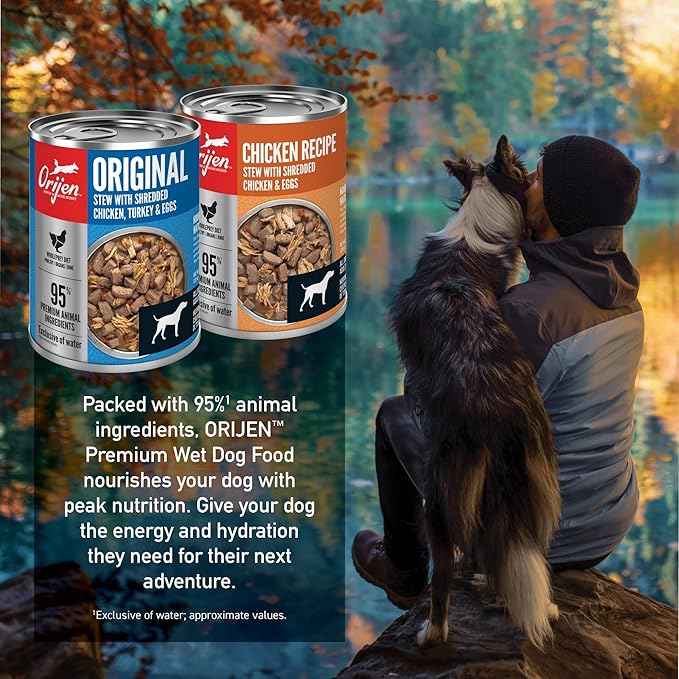 ORIJEN Premium Wet Dog Food Variety Pack: Original + Chicken Recipes 12.8oz Cans (6 Count, 3 of Each)