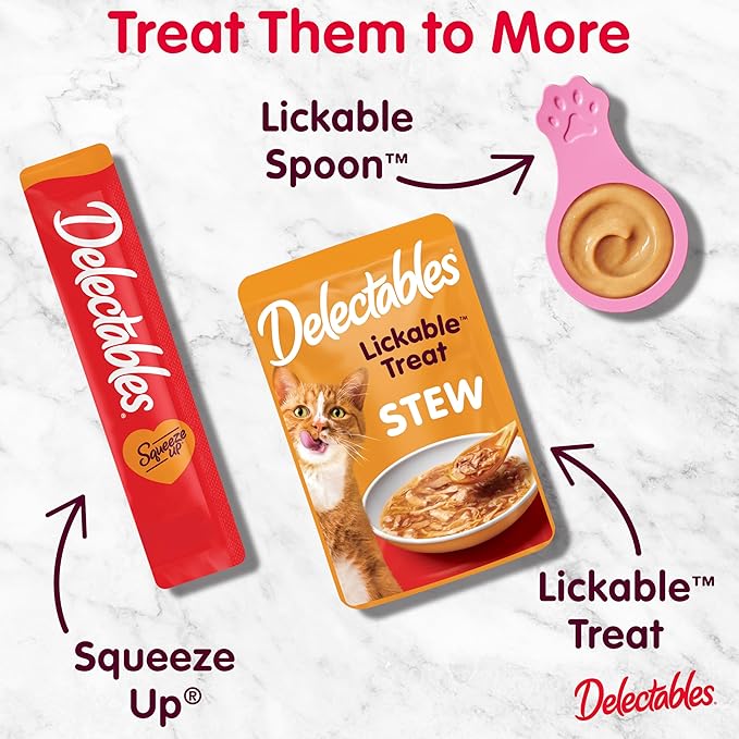 Delectables Lickable Spoon Handheld Wet Cat Treats Made with Cage-Free Chicken, Quick & Easy Creamy Puree, Mess Free, No Added Preservatives, Chicken 96ct