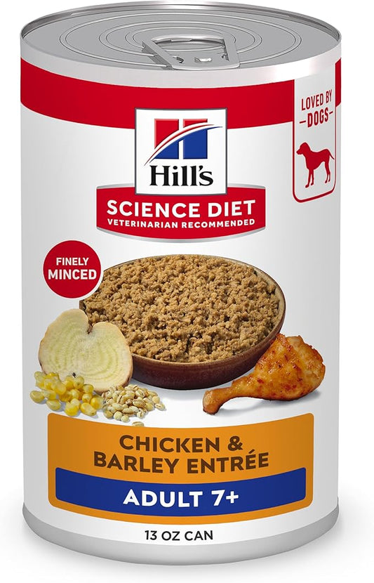 Hill's Science Diet Adult 7+, Senior Adult 7+ Premium Nutrition, Wet Dog Food, Chicken & Barley Loaf, 13 oz Can, Case of 12