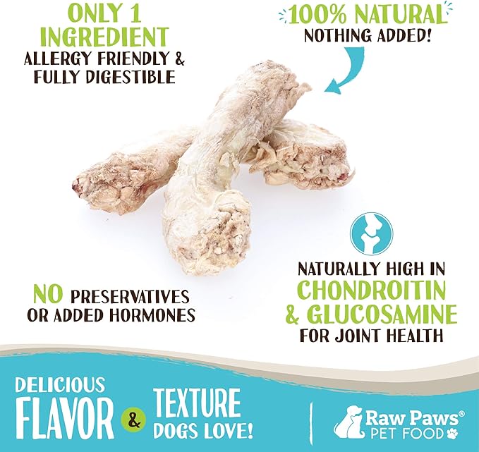 Raw Paws Freeze-Dried Chicken Necks for Dogs & Cats (4-Ounce) - Made in USA - Raw Freeze Dried Dog Treats - Chicken Necks for Cats - Single Ingredient Chews