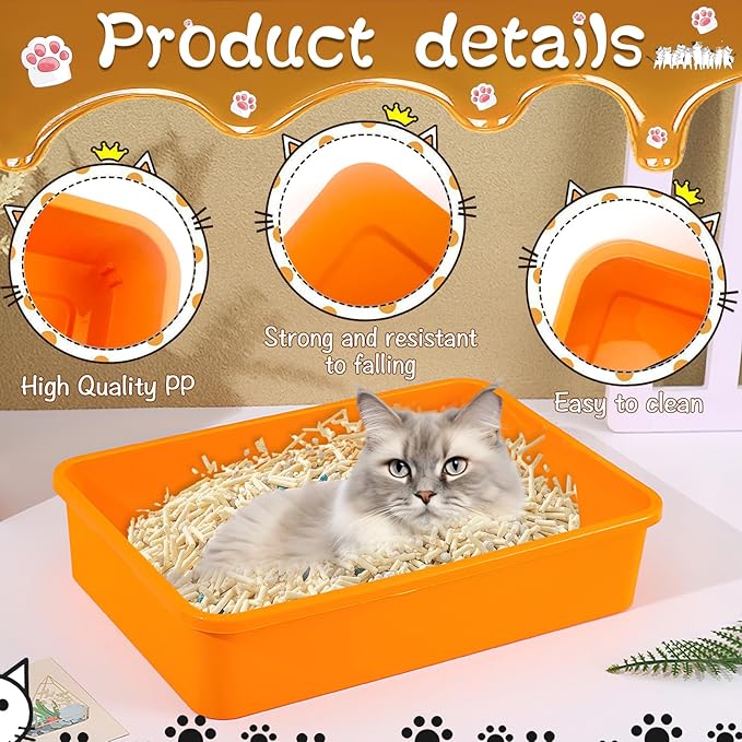 Kitten Small Litter Box Set, 6 Pcs Plastic Kitten Litter Pan with 6 Scooper Cat Litter Box Cat Litter Box Travel Toilet for Small Pet Kitty Bunny Guinea Pig