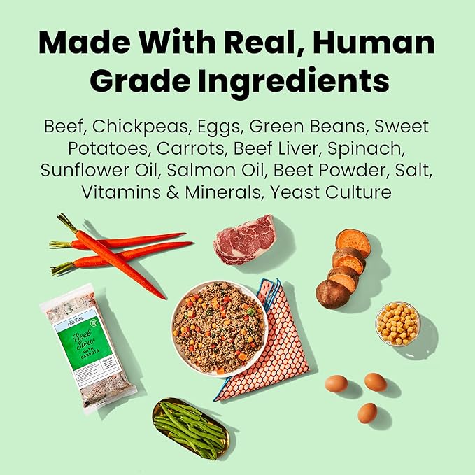 The Pets Table Human-Grade Beef Stew Fresh Dog Food, Dog Food Topper or Complete Meal, 9 Count of 32-oz Pouches, 17.7lbs