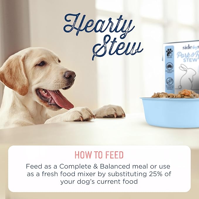 Side by Side Pork & Rabbit Stew, Cooling Dog Food for All Breeds, Made of Whole Foods, Every Ingredient Has a Purpose, No Artificial Additives, Fillers, or Gums, Ready to Serve, 12.5 oz, Case of 12