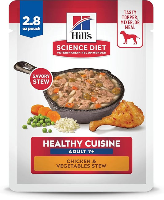 Hill's Science Diet Healthy Cuisine, Senior Adult 7+, Great Taste, Wet Dog Food, Chicken & Vegetables Stew, 2.8 oz Pounch, Case of 24