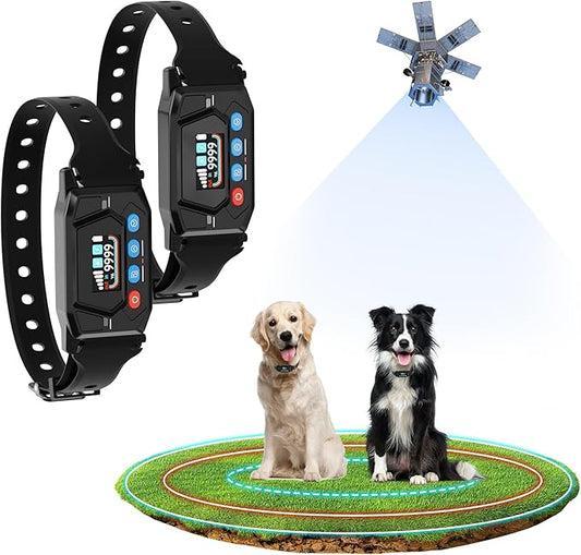 Wireless Dog Fence for 2 Dogs - Pet Containment System Electric Fence for Dogs Radius Up to 33-9999Yard for Large Area, Rechargeable Waterproof Training Collar with 3 Warning Modes for Large Dogs