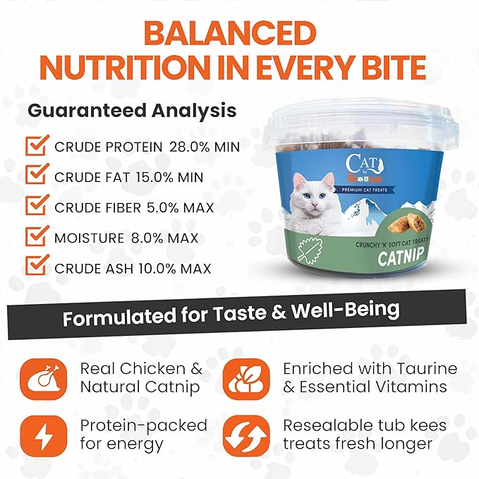 Scoochie Pet Cat by Scoochie – Catnip Flavored Cat Treats, Crunchy Outside & Creamy Inside, 3| 8.8 oz Tubs