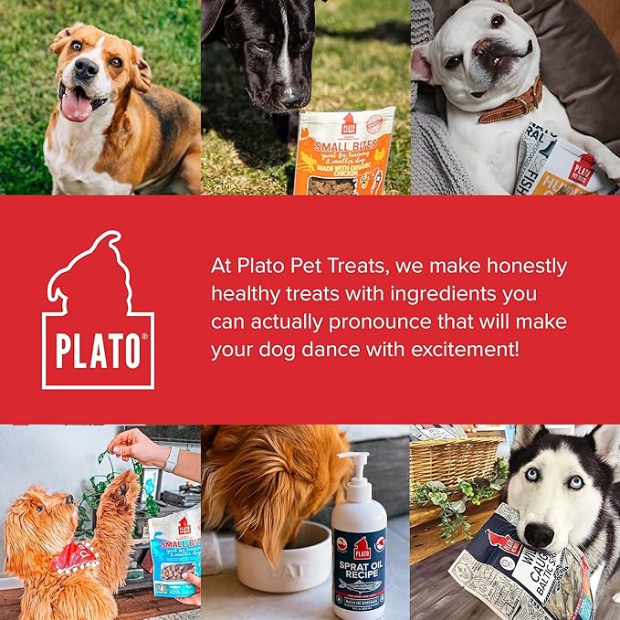 PLATO Small Bites Dog Treats, Natural Bite Sized Real Meat & Chicken Flavor, Grain Free & High in Protein, Air Dried Authentic Ingredients, 2 Calories Per Treat, Made in the USA, 2.5 Ounces