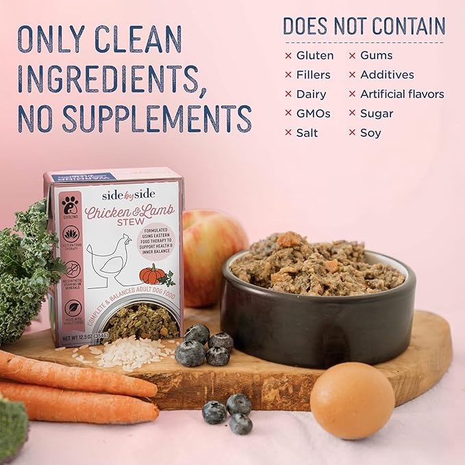 Side by Side Chicken & Lamb Stew, Warming Dog Food for All Breeds, Made of Whole Foods, Every Ingredient Has a Purpose, No Artificial Additives, Fillers, or Gums, Ready to Serve, 12.5 oz, 6 Pack
