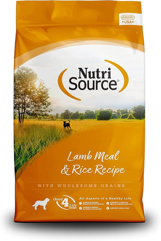 NutriSource Adult Dog Food, Made with Lamb Meal and Rice, with Wholesome Grains, 30LB, Dry Dog Food