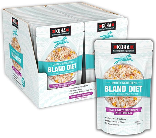KOHA Pet Limited Ingredient Bland Diet for Dogs Value Pack, Beef and White Rice Recipe Sensitive Stomach Wet Dog Food, Gentle Formula Easy to Digest Bland Diet Dog Food, Pack of 30