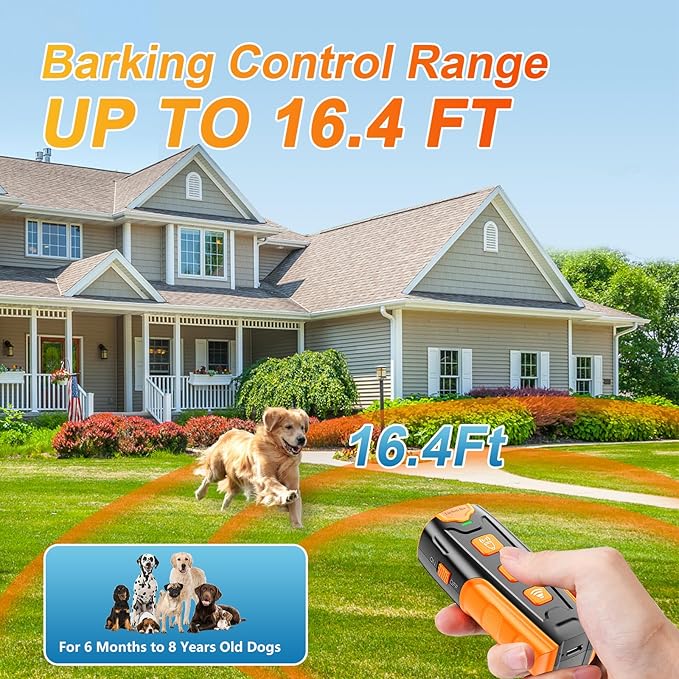 Dog Bark Deterrent Devices, Anti Barking Device for Dogs, 3 Modes Ultrasonic Dog Training Control 16.4 FT Range Effective & Safe Pet Corrector Behavior Portable Indoor Outdoor Uses