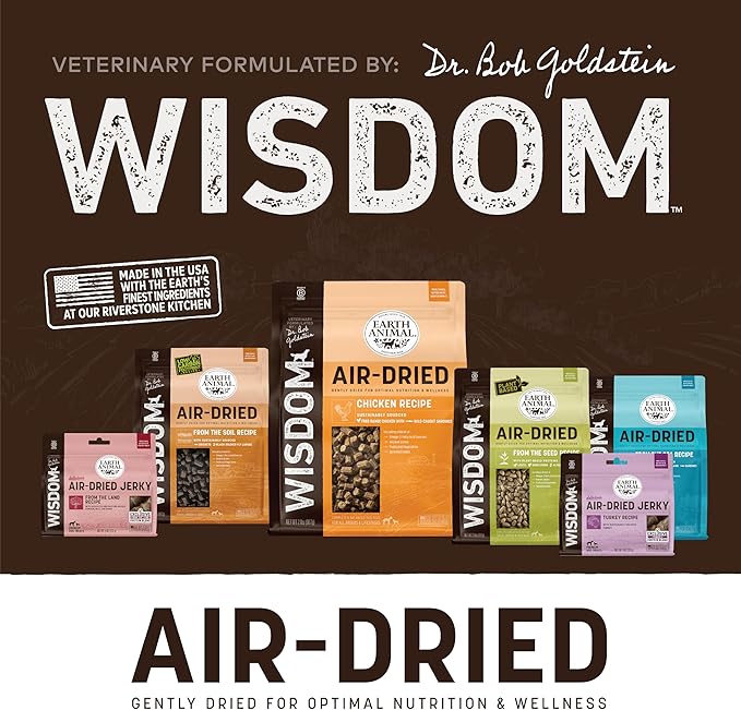 Earth Animal Wisdom Air-Dried Jerky Chicken Recipe | Dog Treats | Dog Snacks | Premium Natural Chicken Jerky Strips | 4 oz | Made in The USA (Pack of 3)