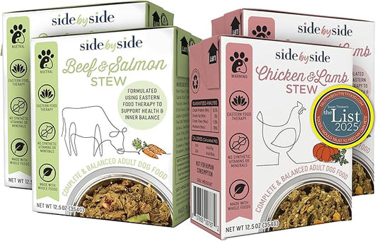 Side by Side Chicken & Lamb/Beef & Salmon Stew, Dog Food for All Breeds, Made of Whole Foods, Every Ingredient Has a Purpose, No Artificial Additives, Fillers, or Gums, Ready to Serve, 12.5 oz, 4 Pack