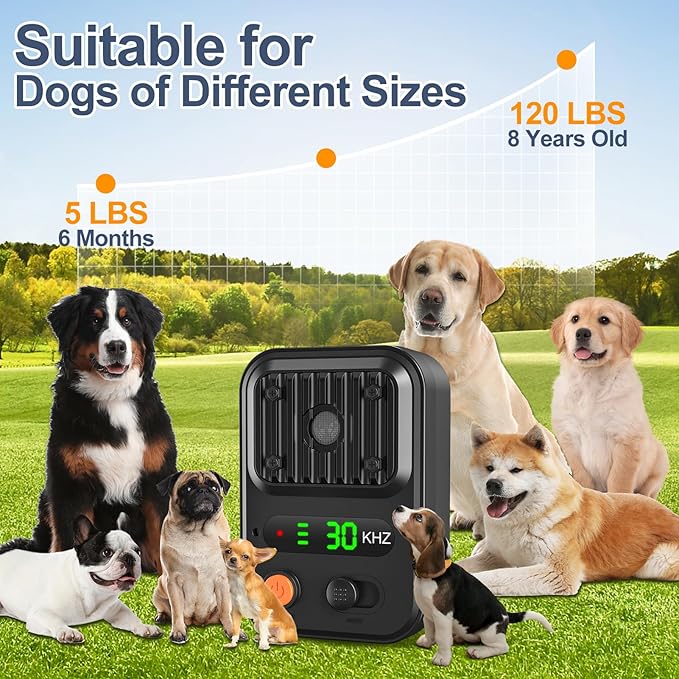 YEOWWW! Anti Barking Device for Dogs, Rechargeable Ultrasonic Dog Control Devices Up to 50 Ft Range with 3 Modes,Silencer Sonic Barking Deterrent Indoor/Outdoor Safe for Dog & People (Balck) 3