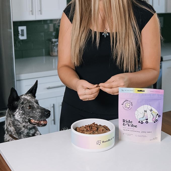 Ride & Vibe Dog Treats, Wild Caught Salmon Jerky, Snack Bars, Puppy Training Treats, Natural Superfood, Grain, Corn, Poultry & Soy Free, 5oz