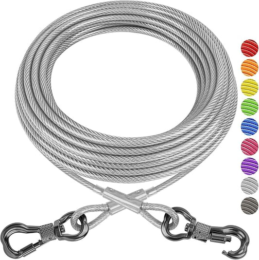 XiaZ Dog Tie Out Cable 70ft, Heavy Duty Dog Chains for Outside with Lockable Hook, Pet Runner Cable Leads for Yard, Dogs Line Tether for Small Medium Large Dogs Up to 250 LBS