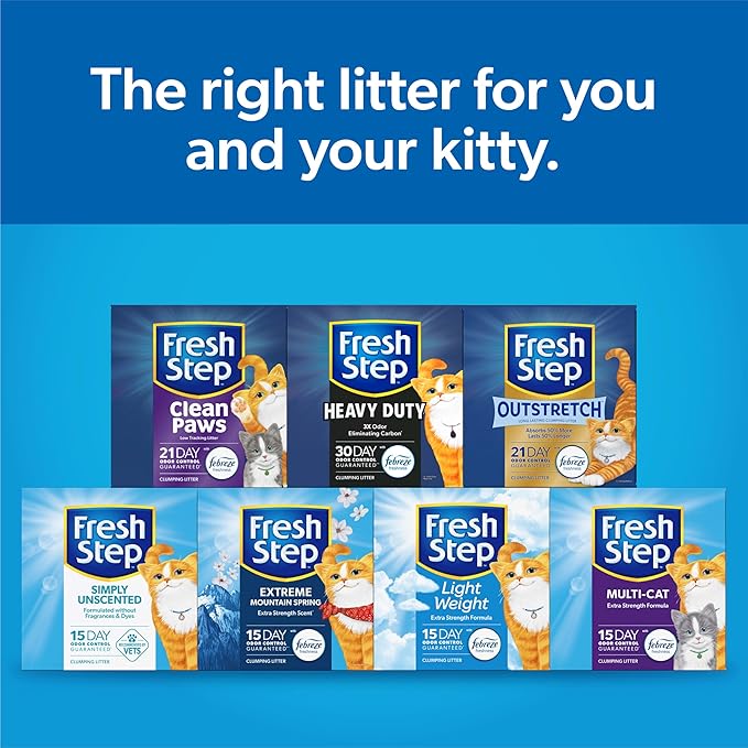 Fresh Step Extreme Clumping Litter with Febreze Freshness, Mountain Spring Scent Clumping Cat Litter with Guaranteed Odor Control, 14 lb. Box (Pack of 2)