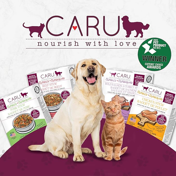 Caru - Classics Turkey with Lamb Stew for Dogs - Healthy Wet Dog Food or Food Topper - Balanced Omega Blend - 12.5 oz Cartons - Pack of 4