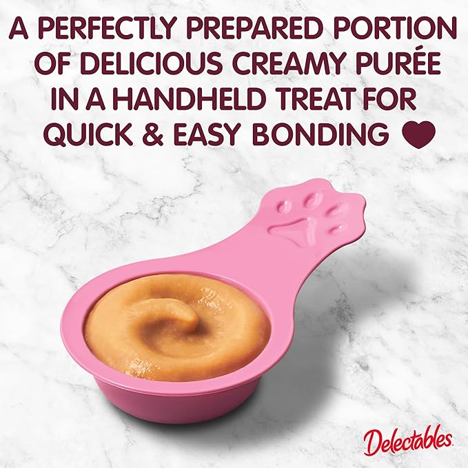 Delectables Lickable Spoon Handheld Wet Cat Treats Made with Cage-Free Chicken, Quick & Easy Creamy Puree, Mess Free, No Added Preservatives, Chicken 96ct
