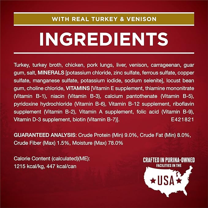Purina ONE True Instinct Classic Ground Grain-Free Formulas With Real Turkey and Venison, and With Real Chicken and Duck High Protein Wet Dog Food Variety Pack - (Pack of 6) 13 oz. Cans