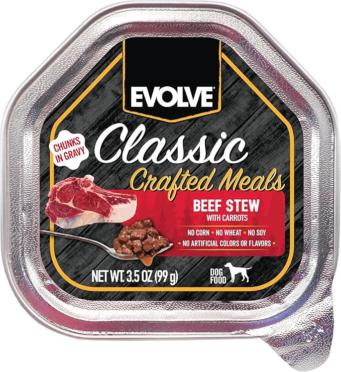 Evolve Classic Crafted Meals Beef Stew Wet Dog Food | 3.5 oz - 15 Pack