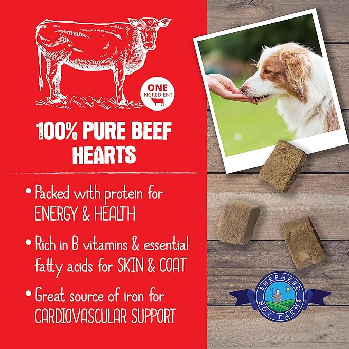 Freeze Dried Dog and Cat Treats, Beef Heart, All Natural Single Ingredient Freeze-Dried Dog Treat & Snacks, Made in USA, High Protein, Essential Nutrition of Raw Food, 3oz