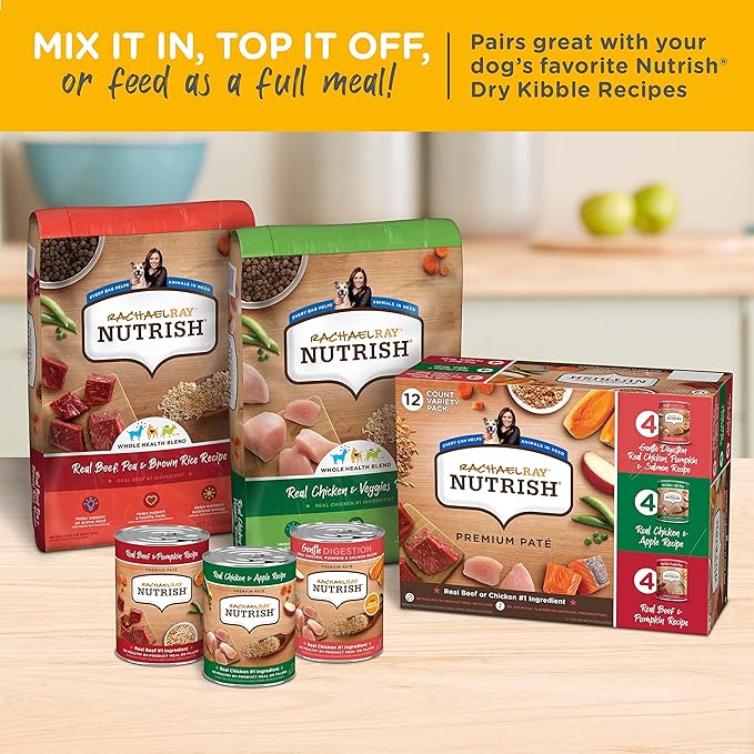 Rachael Ray Nutrish Wet Dog Food Variety Pack Premium Paté, 13 oz. Cans, 12 Count