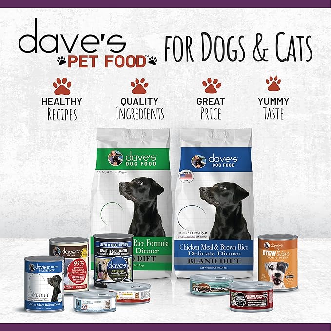 Dave's Pet Food Grain Free Wet Dog Food (95% Chicken & Beef), Made in USA, Limited Ingredients, Wheat & Gluten-Free, Added Vitamins & Minerals, 12.5 oz Cans (12 Pack)