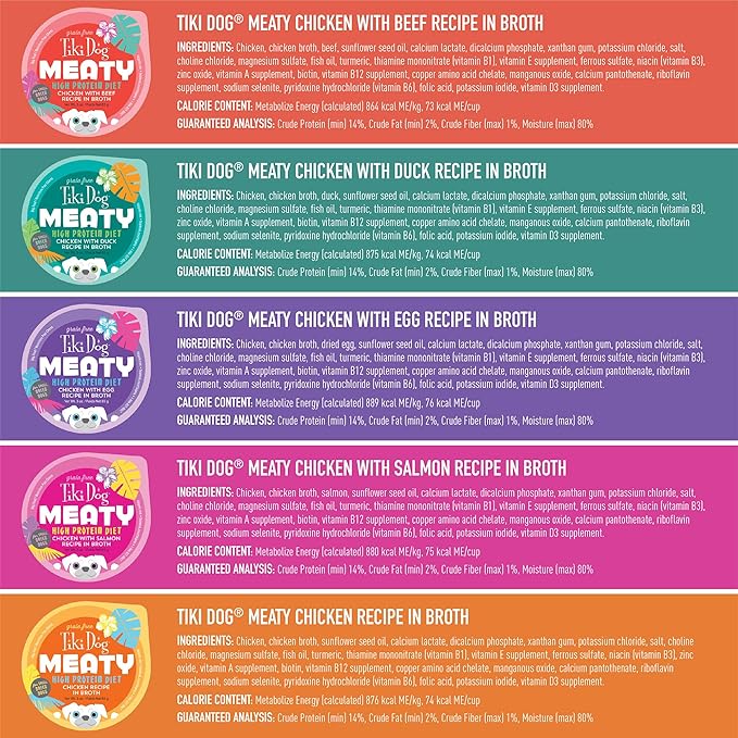 Tiki Dog Meaty Wet Dog Food, Variety Pack, 3 oz. Cup (10 Count)