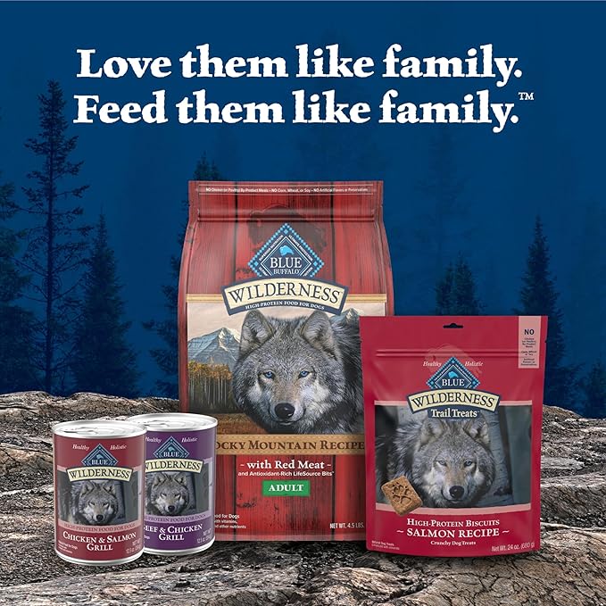 Blue Buffalo Wilderness High Protein Beef and Chicken & Salmon and Chicken Wet Dog Food Variety Pack for Adult Dogs, Grain-Free, 12.5 oz Cans (6 Pack)
