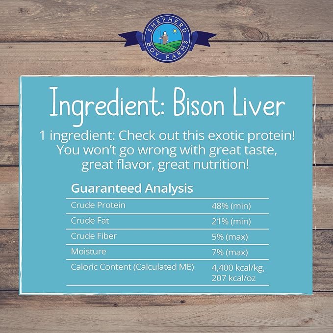Freeze Dried Dog and Cat Treats, Bison Liver, All Natural Freeze-Dried Dog Treat & Snacks, Made in USA, High in Protein, Essential Nutrition of Raw Food, 3oz