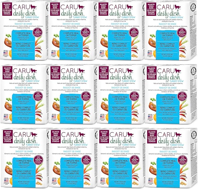 Caru Daily Dish Turkey Stew, Natural Adult Wet Dog Food, with Added Vitamins & Minerals, Non-GMO Ingredients (12.5 oz) 12 Pack