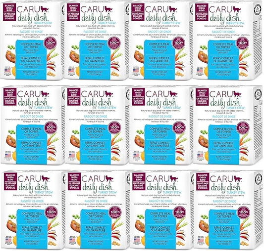 Caru Daily Dish Turkey Stew, Natural Adult Wet Dog Food, with Added Vitamins & Minerals, Non-GMO Ingredients (12.5 oz) 12 Pack