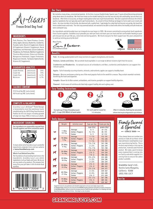 Grandma Lucy's Artisan Pork Dog Food - 1lb