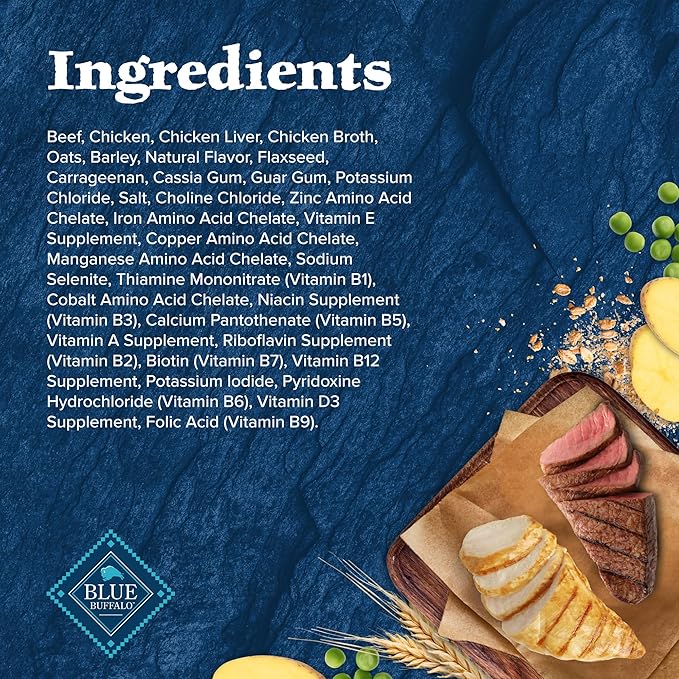 Blue Buffalo Wilderness Adult Wet Dog Food with Wholesome Grains, Made with Natural Ingredients, Beef & Chicken Grill, 12.5-oz. Can (12 Count)