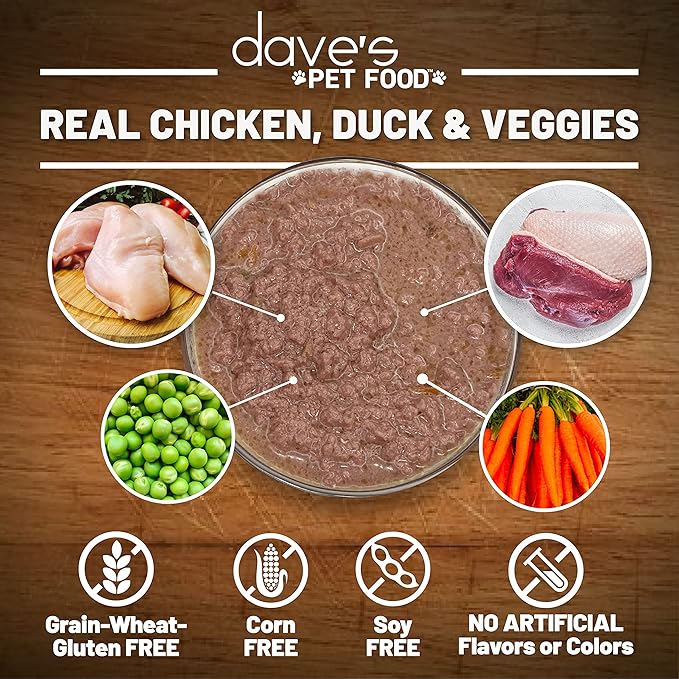Dave's Pet Food Gravylicous Soft Wet Dog Food (Chicken & Duck with Veggies), Grain Free, Gluten Free, Small & Large Breeds, 12oz (12 Pack)