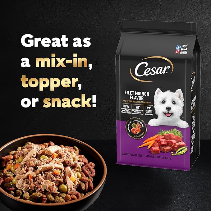 Cesar Simply Crafted Beef, Chicken, Purple Potatoes, Peas & Carrots Wet Dog Food Complement, 8.82 oz. Pouch (6 Count, Pack of 2)